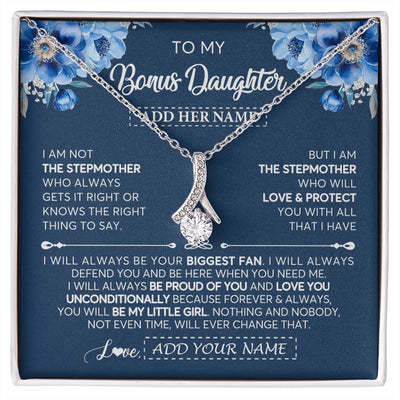 Alluring Beauty Necklace 14K White Gold Finish | 1 | Personalized To My Bonus Daughter Necklace From Stepmother Proud Of You Birthday Gifts For Stepdaughter Jewelry Gifts Christmas Custom Gift Box Message Card | https://siriusteestore.
