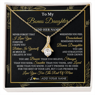 Alluring Beauty Necklace 18K Yellow Gold Finish | 1 | Personalized To My Bonus Daughter Necklace From Stepmother Stepdad I Love You Gift For My Stepdaughter Birthday Gifts Christmas Custom Gift Box Message Card | siriusteestore.myshopify