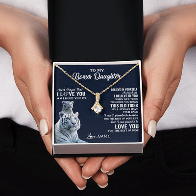 Alluring Beauty Necklace 18K Yellow Gold Finish | 2 | Personalized To My Bonus Daughter Necklace Gift From Stepmom Stepdad This Old Tiger Love You Birthday Graduation Christmas Customized Gift Box Message Card | siriusteestore.myshopify