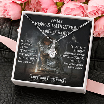 Alluring Beauty Necklace 14K White Gold Finish | 2 | Personalized To My Bonus Daughter Necklace Women Warrior Knights Templar I Am The Storm Best Stepdaughter Birthday Gifts Christmas Gift Box Message Card | siriusteestore