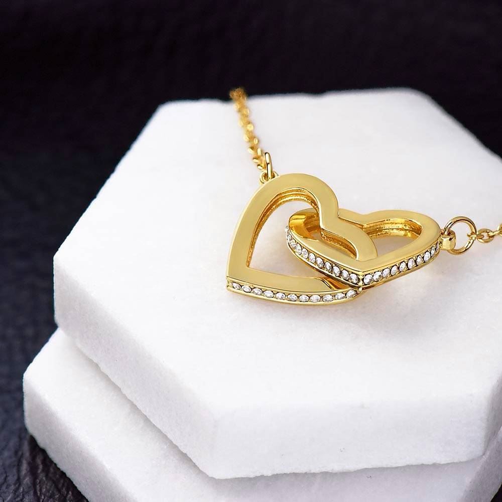 Interlocking Hearts Necklace 18K Yellow Gold Finish | 4 | Personalized To My Bonus Daughter Necklace Women Warrior Knights Templar I Am The Storm Best Stepdaughter Birthday Gifts Christmas Gift Box Message Card | siriusteestore