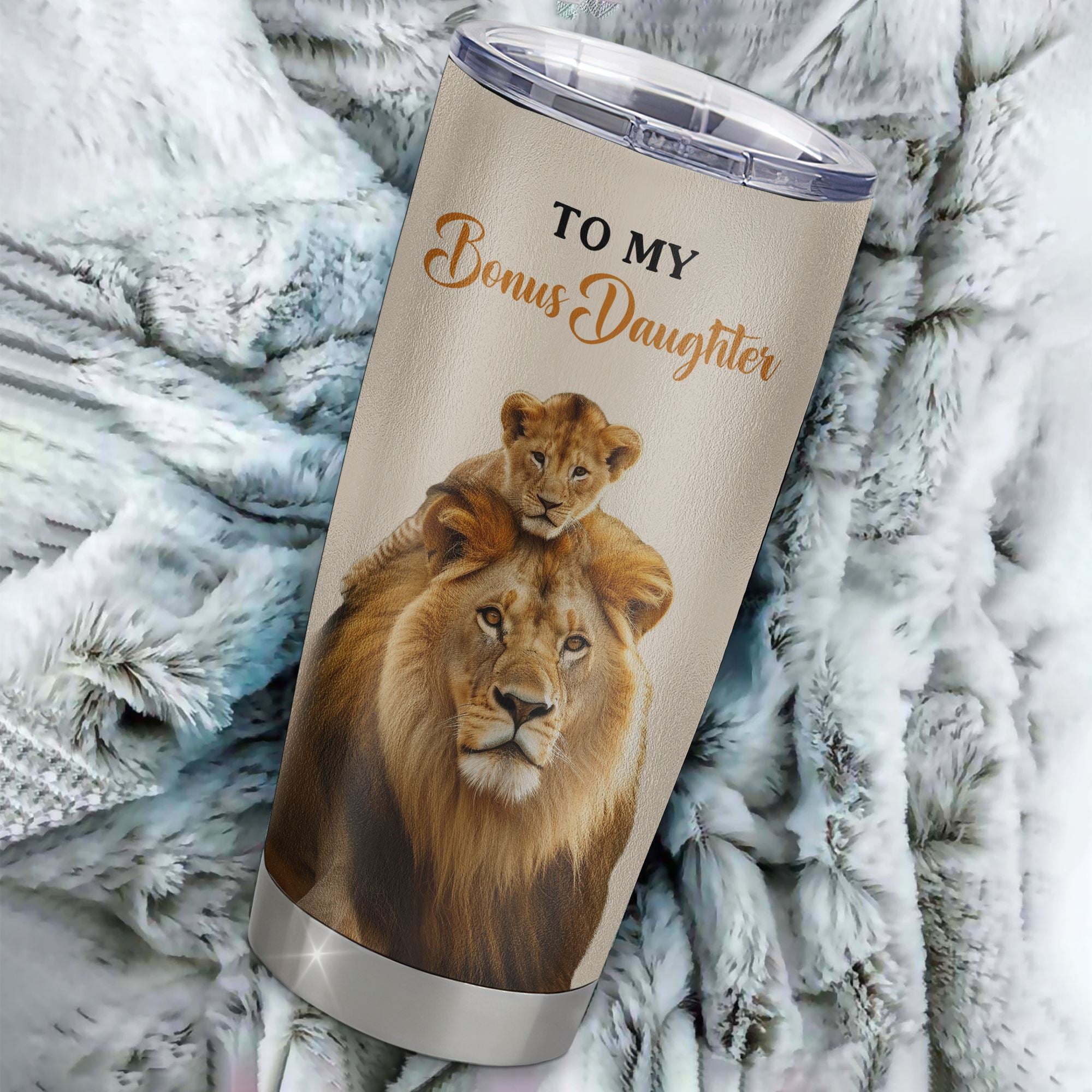 Personalized To My Bonus Daughter Tumbler Cup From Stepdad Whenever You Fell Overwhelmed Lion Stepdaughter Birthday Gifts Graduation Christmas Custom Travel Mug | siriusteestore