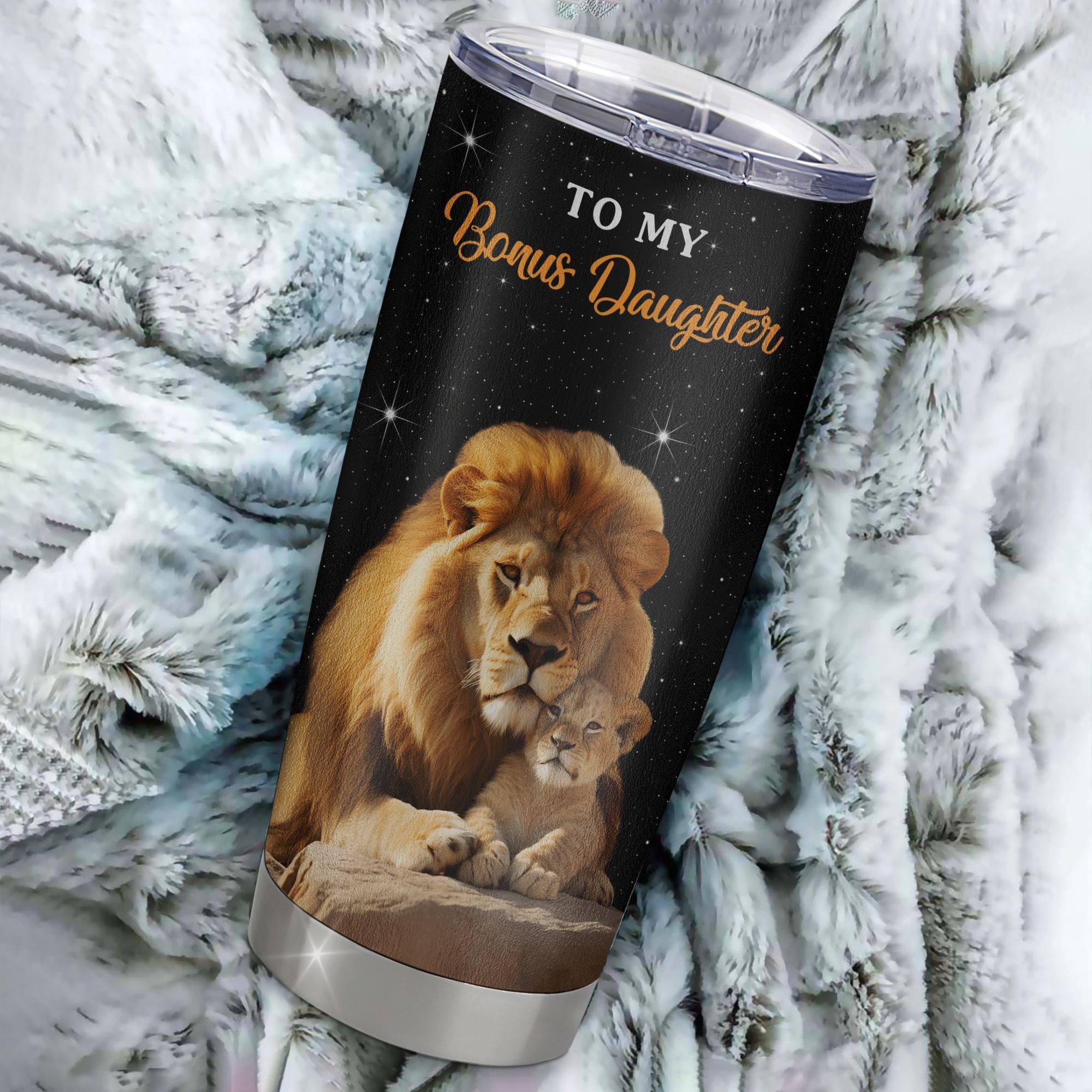 Personalized To My Bonus Daughter Tumbler From Stepdad Live Laugh Love Lion Stepdaughter Birthday Gifts Positive Graduation Christmas Custom Travel Mug | siriusteestore