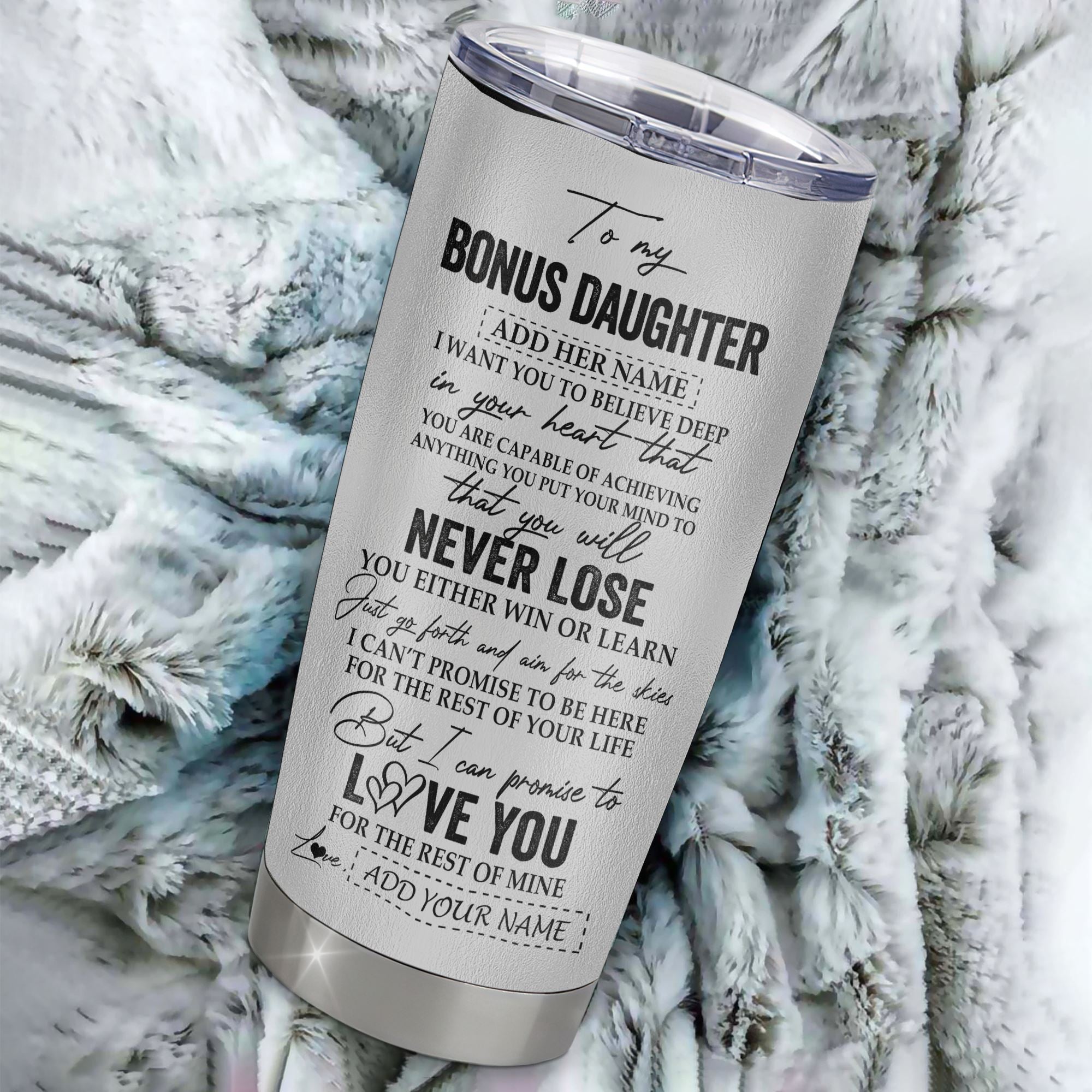 Personalized To My Bonus Daughter Tumbler From Stepdad You Will Never Lose Eagle Stepdaughter Birthday Gifts Graduation Christmas Custom Stainless Steel Cup Travel Mug | siriusteestore