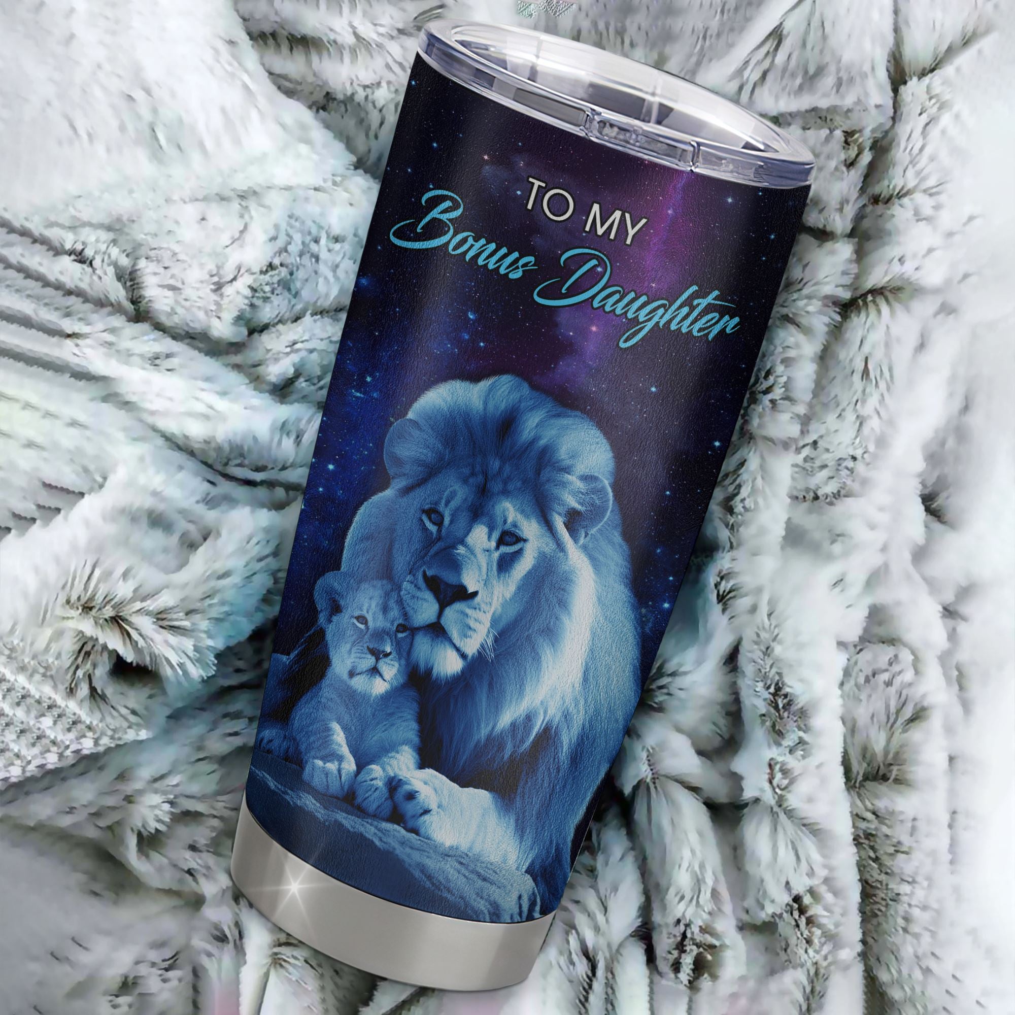 Personalized To My Bonus Daughter Tumbler From Stepfather Stainless Steel Cup Sometimes It's Hard Lion Stepdaughter Gift Birthday Graduation Christmas Custom Travel Mug | siriusteestore