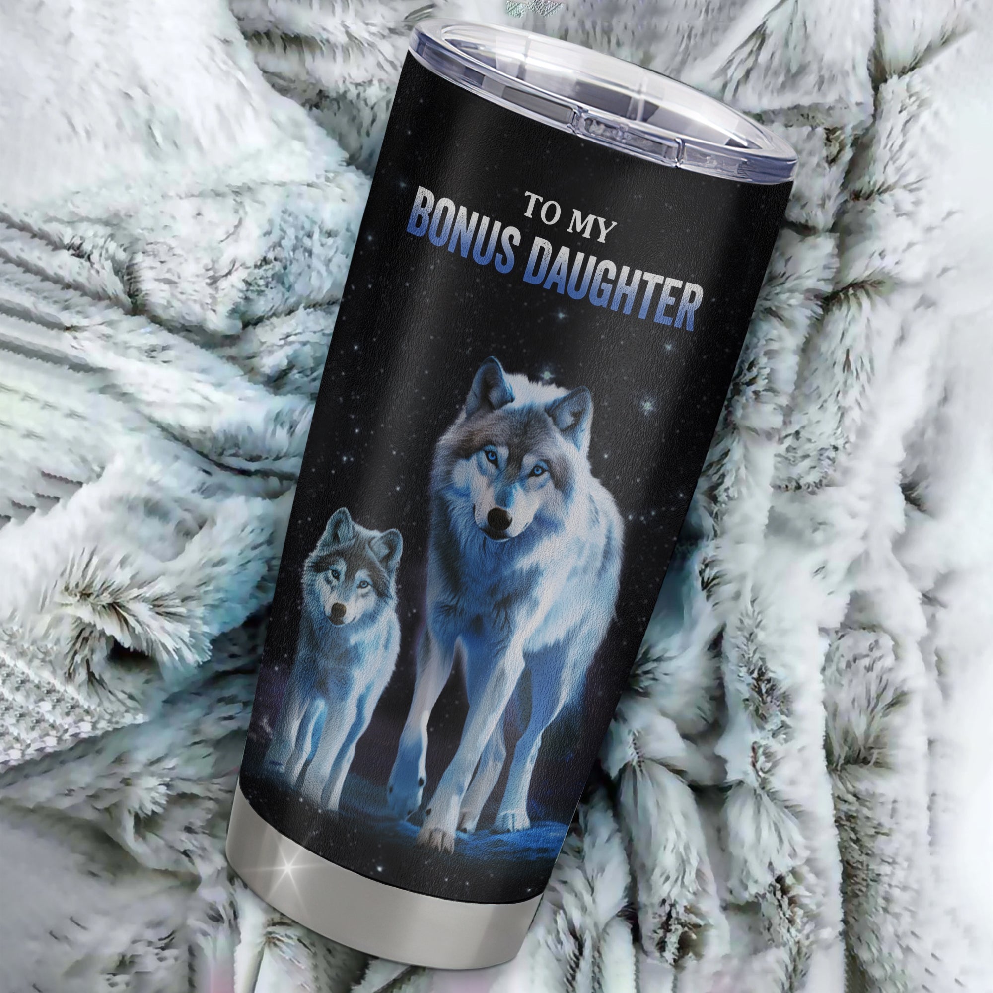Personalized To My Bonus Daughter Tumbler From Stepmom Dad Stainless Steel Cup Whenever You Feel Wolf Stepdaughter Birthday Gifts Graduation Christmas Custom Travel Mug | siriusteestore