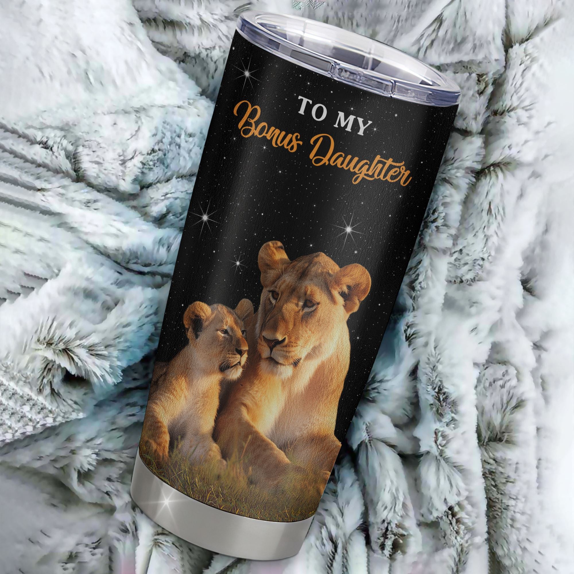 Personalized To My Bonus Daughter Tumbler From Stepmom Live Laugh Love Lion Stepdaughter Birthday Gifts Positive Graduation Christmas Custom Travel Mug | siriusteestore