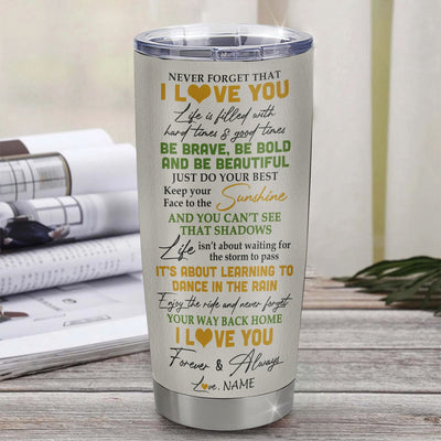 Personalized To My Bonus Daughter Tumbler From Stepmom Stainless Steel Cup Never Forget That I Love You Sunflower Stepdaughter Birthday Christmas Travel Mug | siriusteestore