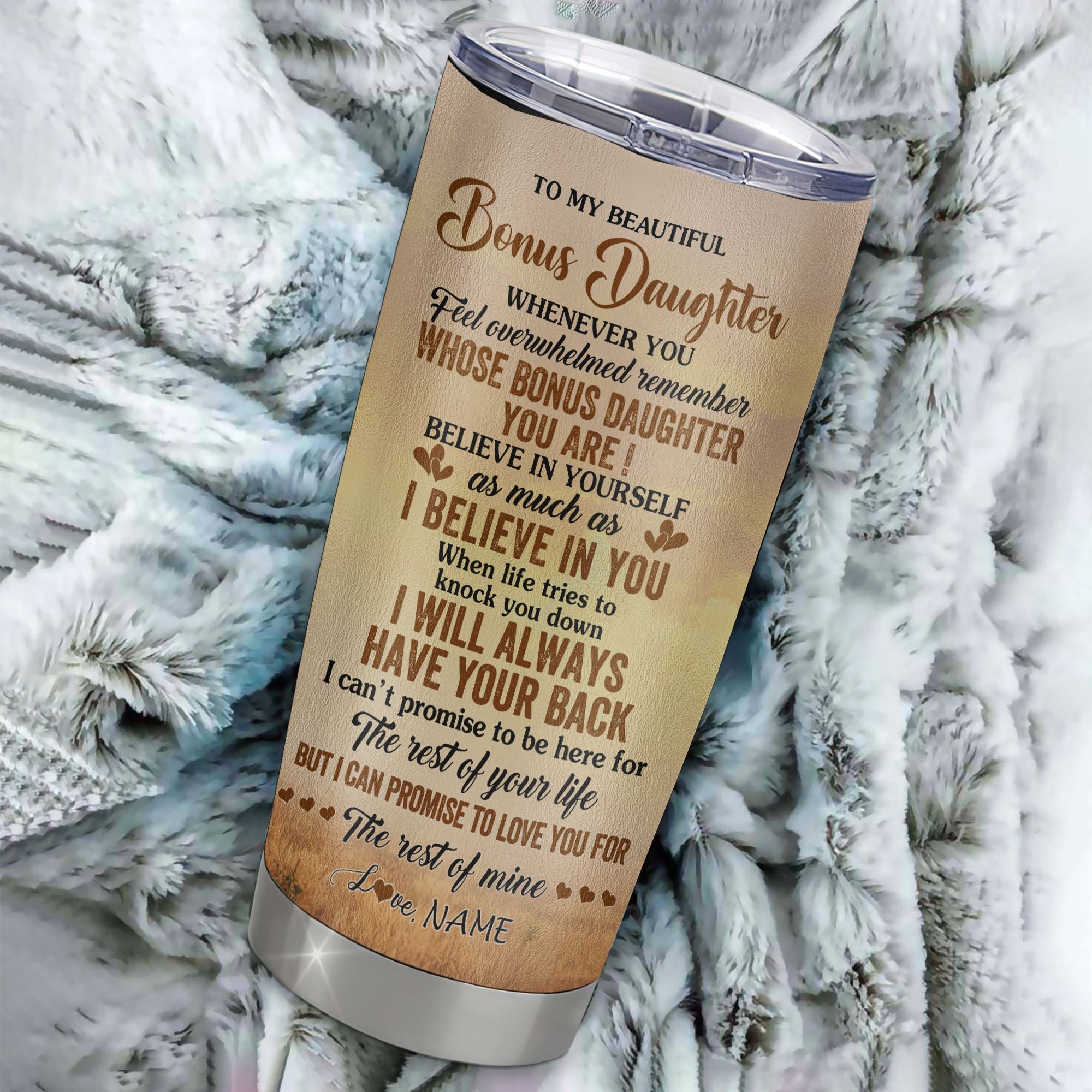 Personalized To My Bonus Daughter Tumbler From Stepmom Stepdad Stainless Steel Cup Whenever You Feel Horse Stepdaughter Birthday Gifts Christmas Custom Travel Mug | siriusteestore