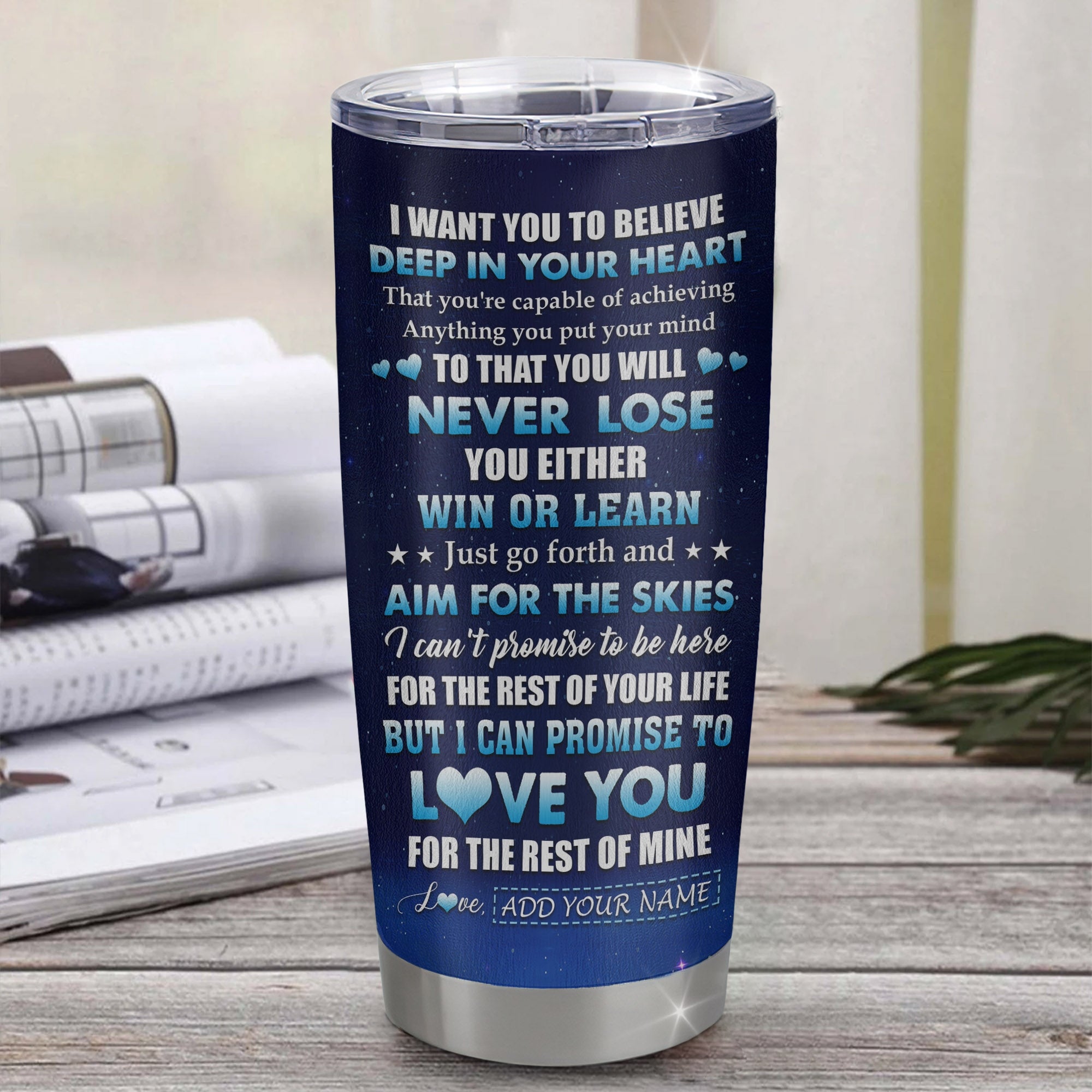 Personalized To My Bonus Daughter Tumbler From Stepmother Believe Your Heart Stepdaughter Gift Birthday Graduation Christmas Custom Stainless Steel Cup Travel Mug | siriusteestore