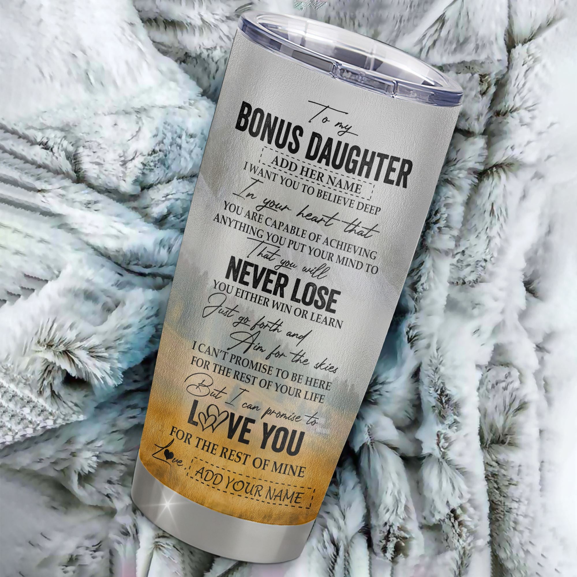 Personalized To My Bonus Daughter Tumbler From Stepmother Dad You Will Never Lose Horse Stepdaughter Birthday Gifts Christmas Custom Stainless Steel Cup Travel Mug | siriusteestore