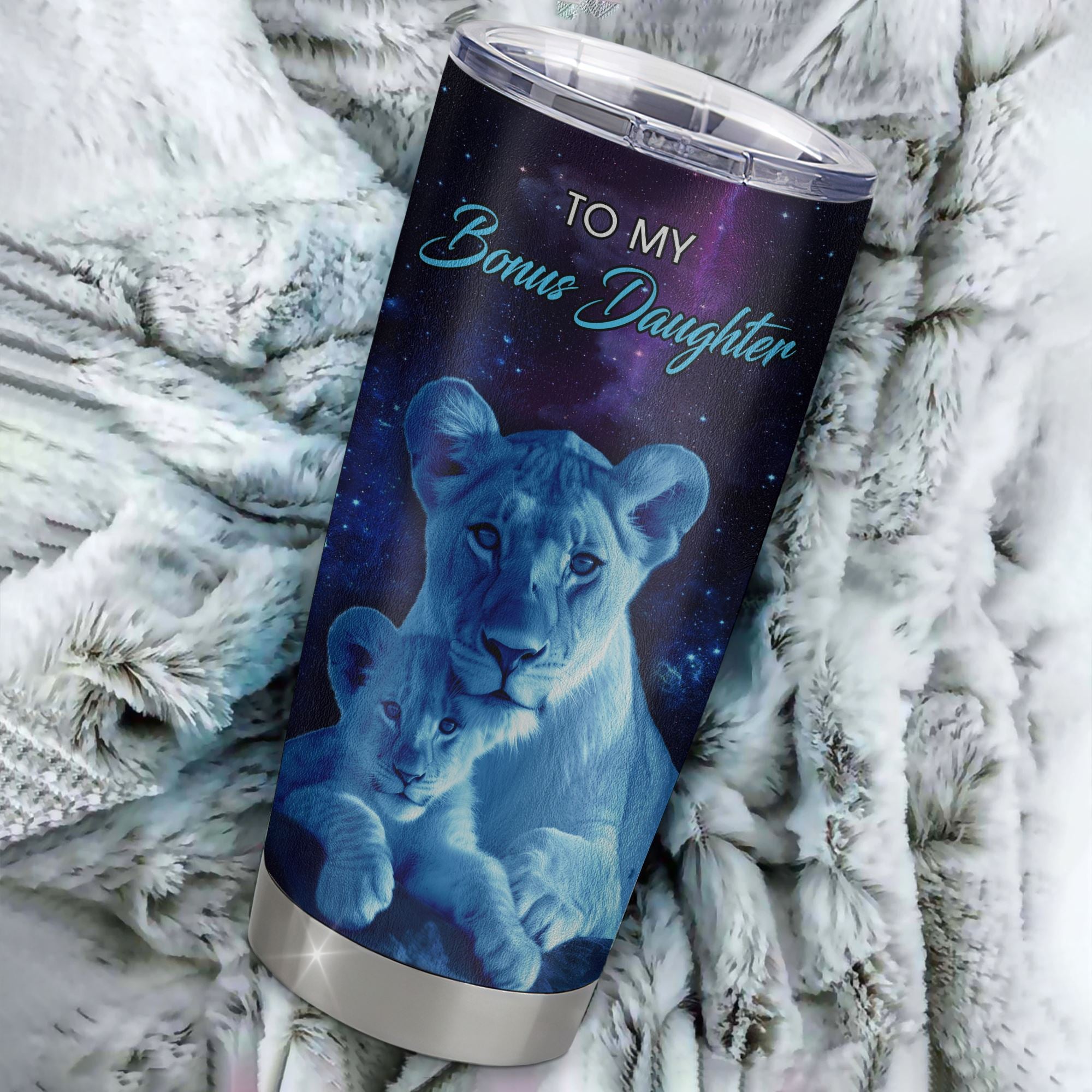 Personalized To My Bonus Daughter Tumbler From Stepmother Stainless Steel Cup Sometimes It's Hard Lion Stepdaughter Gift Birthday Graduation Christmas Custom Travel Mug | siriusteestore