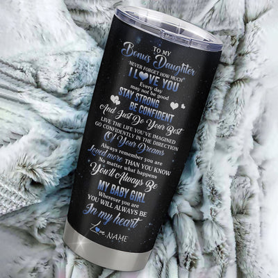 Personalized To My Bonus Daughter Tumbler From Stepmother Stainless Steel Wolf Never Forget How Much I Love You Stepdaughter Birthday Christmas Travel Mug | siriusteestore