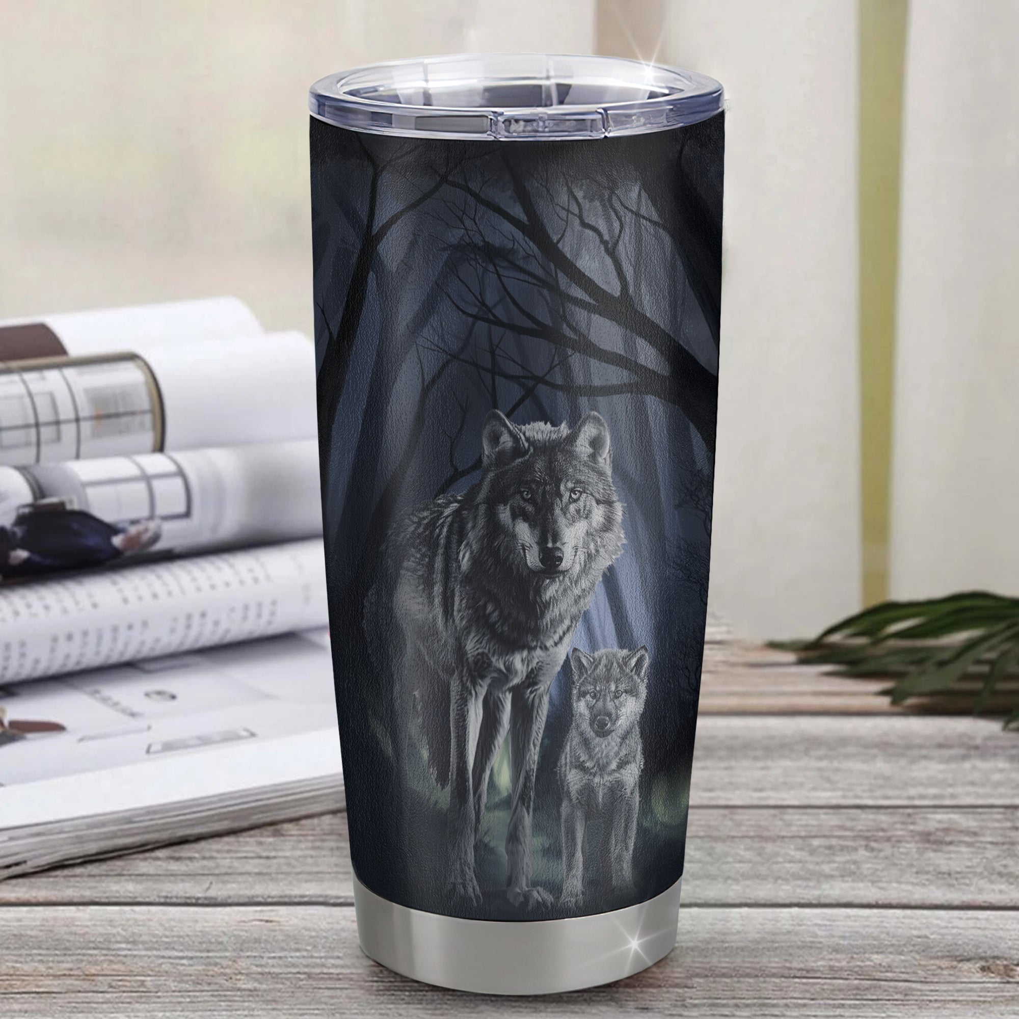 Personalized To My Bonus Daughter Tumbler From Stepmother Stepdad Stainless Steel Cup Never Feel You Are Alone Wolf Stepdaughter Birthday Christmas Travel Mug | siriusteestore