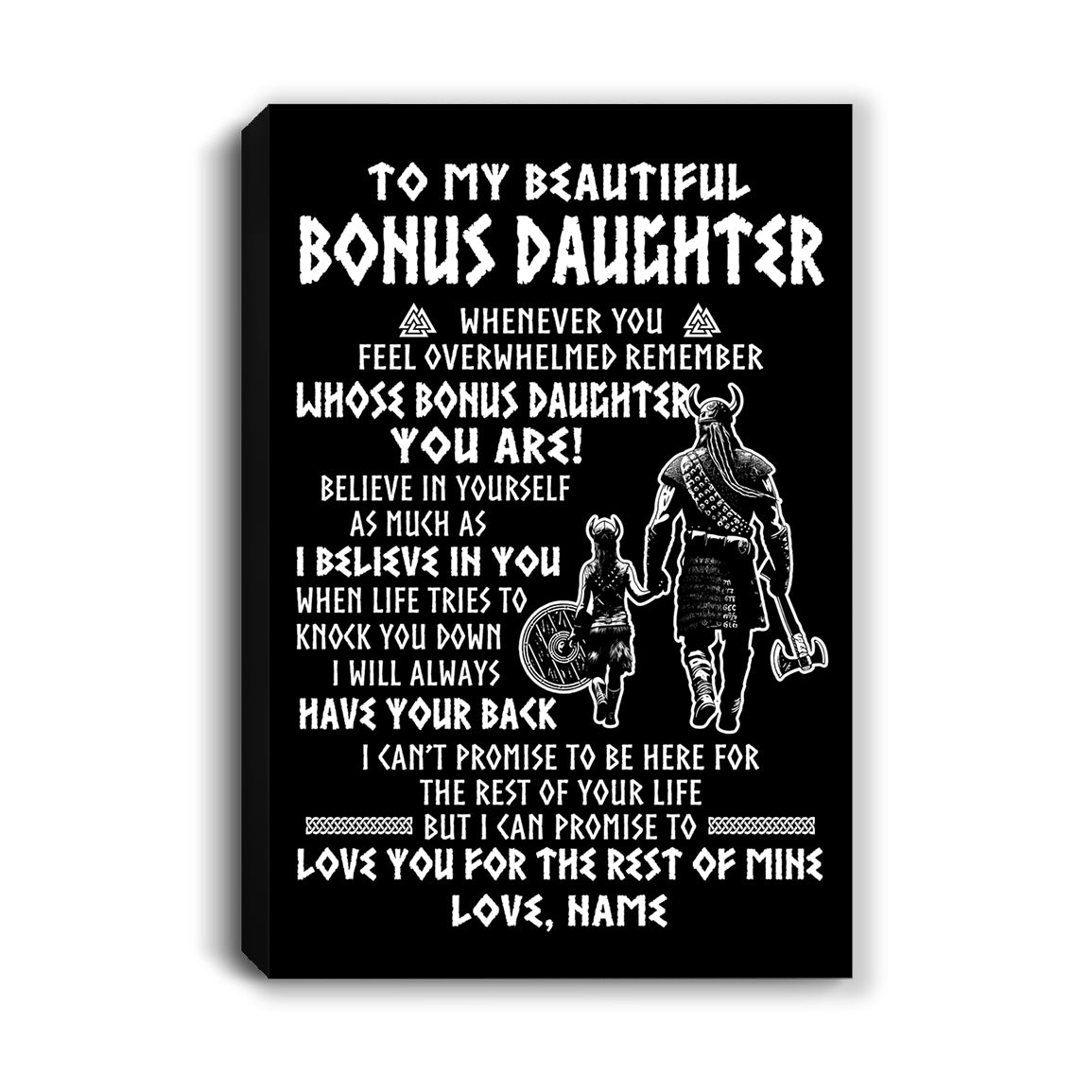 Personalized To My Bonus Daughter Viking Canvas From Step Dad Whenever You Feel Overwhelmed Stepdaughter Birthday Gifts Christmas Custom Wall Art Print Framed Canvas | siriusteestore