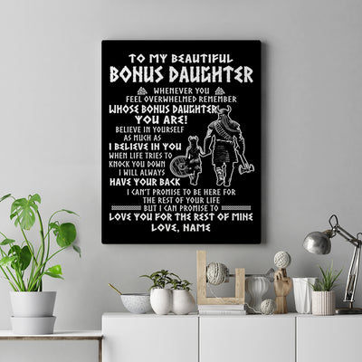 Personalized To My Bonus Daughter Viking Canvas From Step Dad Whenever You Feel Overwhelmed Stepdaughter Birthday Gifts Christmas Custom Wall Art Print Framed Canvas | siriusteestore