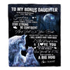 Personalized To My Bonus Daughter Wolf Blanket From Stepmother Always Remember Stepdaughter Birthday Graduation Christmas Customized Fleece Throw Blanket | siriusteestore
