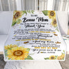 Personalized To My Bonus Mom Blanket From Step Daughter Sunflower Thank You I Love You Stepmom Birthday Mothers Day Christmas Customized Gift Fleece Blanket | siriusteestore