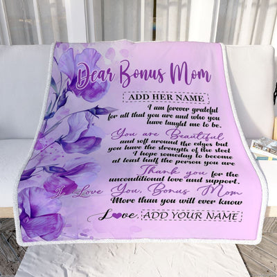 Personalized To My Bonus Mom Gifts From Stepdaughter Blanket Flower You Are Beautiful Gifts For Stepmom Mothers Day Birthday Christmas Fleece Blanket | siriusteestore