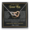Interlocking Hearts Necklace Stainless Steel & Rose Gold Finish | 1 | Personalized To My Bonus Mom Gifts Necklace From Stepdaughter Stepson Grateful Thank You Stepmom Birthday Gifts Mothers Day Christmas Gift Box Message Card | siriusteestore