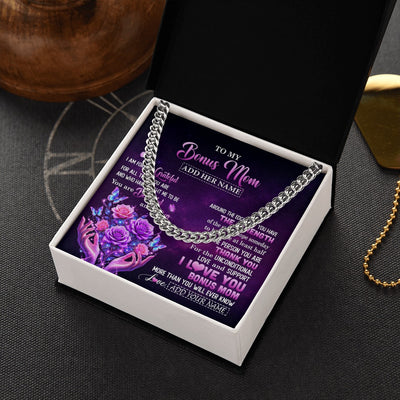 Cuban Link Chain Necklace Stainless Steel | 2 | Personalized To My Bonus Mom Necklace From Daughter Thank You For Love Butterfly Stepmom Birthday Mothers Day Christmas Custom Gift Box Message Card | https://siriusteestore.