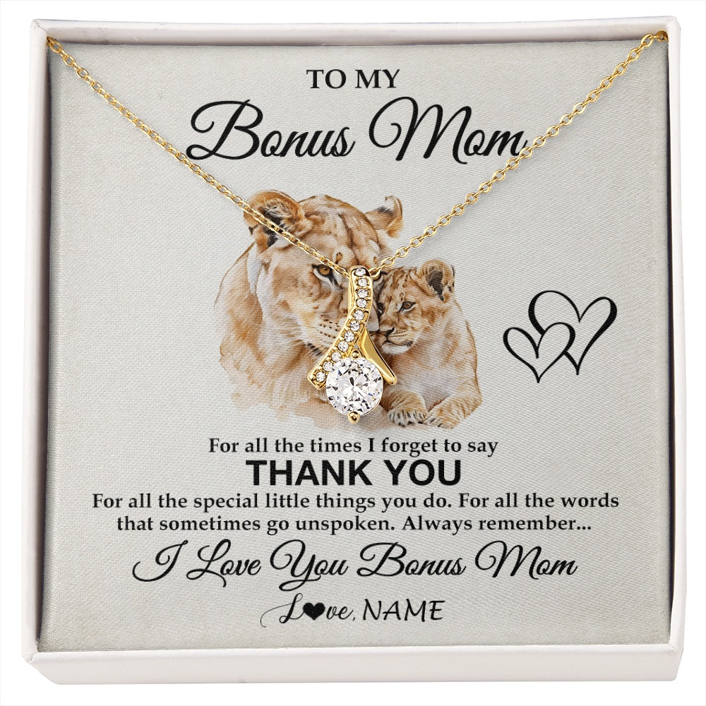 Alluring Beauty Necklace 18K Yellow Gold Finish | 1 | Personalized To My Bonus Mom Necklace From Stepdaughter Thank You Lion Stepmom Gift For Mothers Day Birthday Gift Christmas For Step Mom Gift Box Message Card | siriusteestore.myshopify