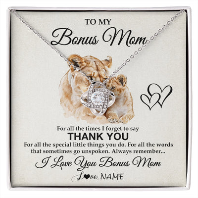 Love Knot Necklace 14K White Gold Finish | 1 | Personalized To My Bonus Mom Necklace From Stepdaughter Thank You Lion Stepmom Gift For Mothers Day Birthday Gift Christmas For Step Mom Gift Box Message Card | siriusteestore.myshopify