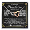 Interlocking Hearts Necklace Stainless Steel & Rose Gold Finish | 1 | Personalized To My Bonus Mom Necklace Gifts Meaningful Gift To Stepmom From Stepdaughter Without You There Is No Me Mothers Day Birthday Gift Box Message Card | https://siriusteestore.
