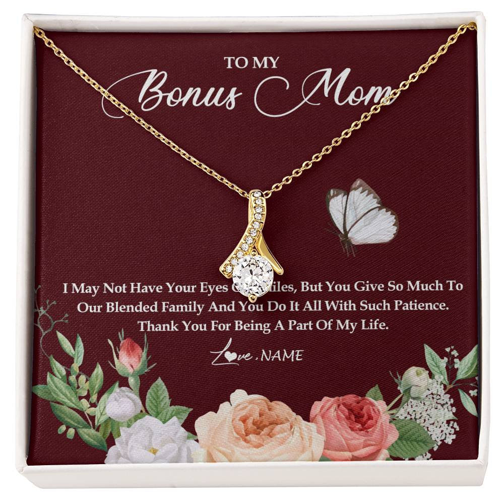 Bonus Mom Gifts from Son- I Love My Family Gifts 14K White Gold Finish / Luxury Box