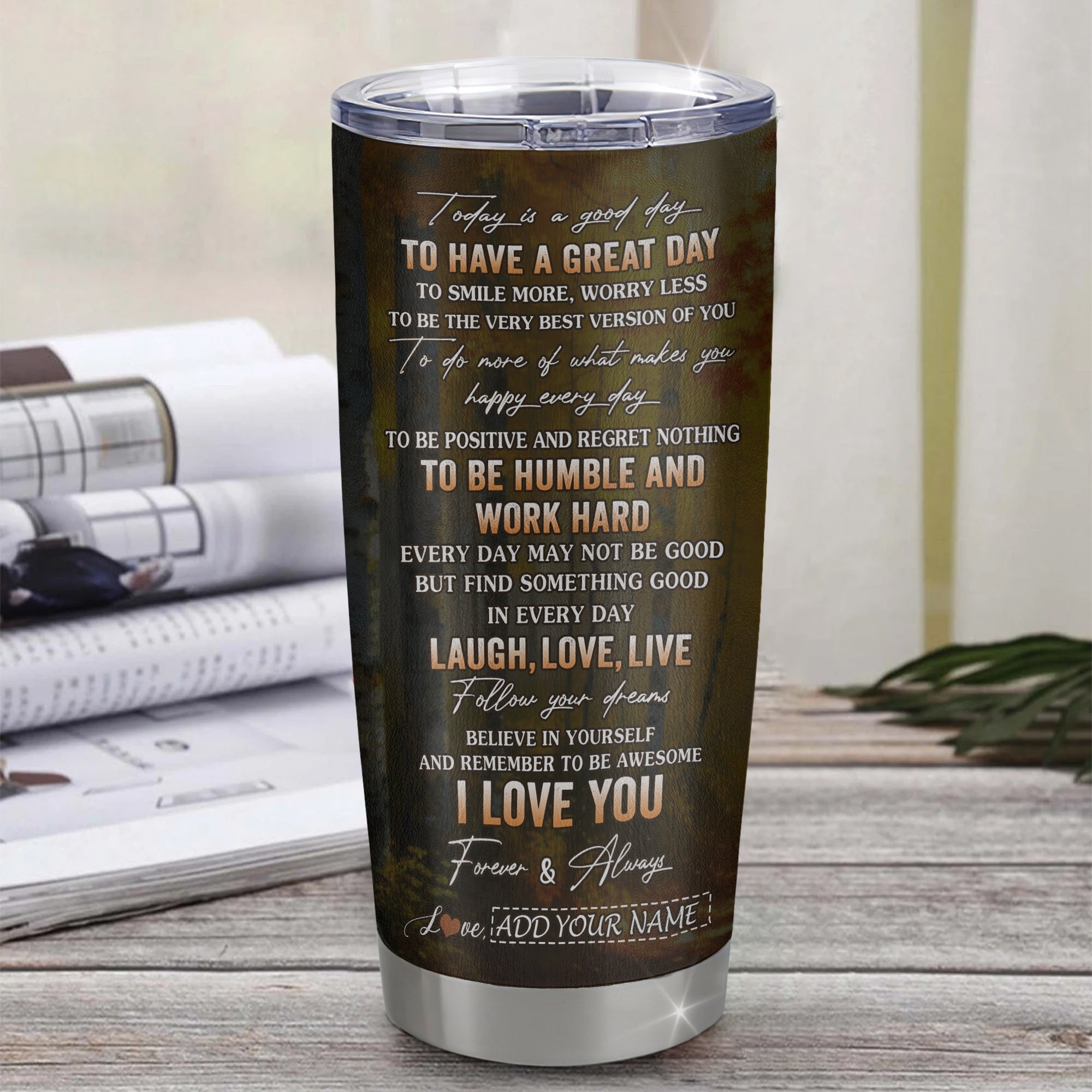 Personalized To My Bonus Son Bear Tumbler From Stepmother Stepfather Every Day Laugh Love Live Stepson Birthday Gifts Christmas Custom Stainless Steel Travel Mug | siriusteestore