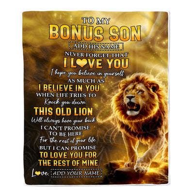 Personalized To My Bonus Son Birthday Gifts From Stepdad Blanket I Love You Stepson Gifts Graduation Christmas Gift Ideas For Men Fleece Throw Blanket | siriusteestore