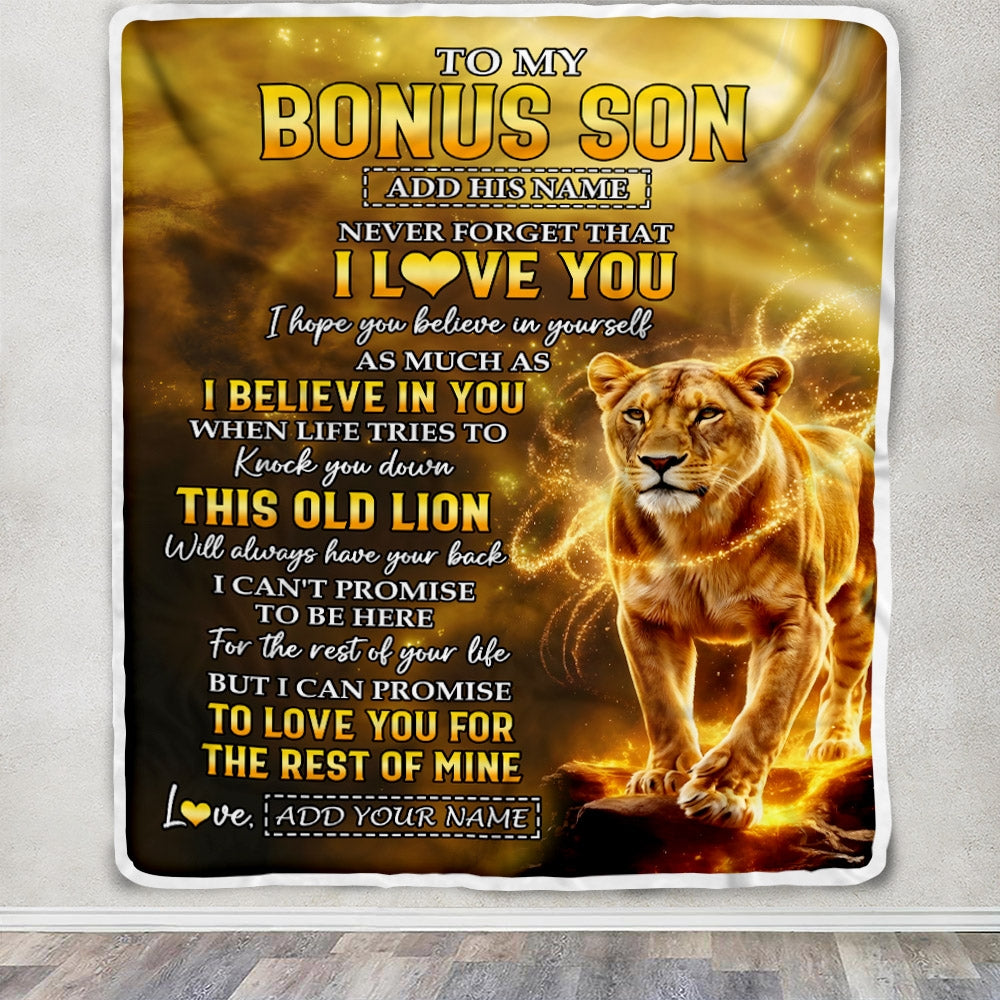 Personalized To My Bonus Son Birthday Gifts From Stepmom Blanket I Love You Stepson Gifts Graduation Christmas Gift Ideas For Men Fleece Throw Blanket | siriusteestore