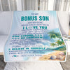 Personalized To My Bonus Son Blanket Beach I Love You Forever From Stepmom Stepdad Stepson Birthday Gifts Christmas Graduation Customized Fleece Blanket | siriusteestore