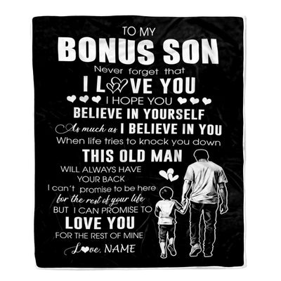 Personalized To My Bonus Son Blanket From Stepdad This Old Man Love You Stepson Birthday Gifts Graduation Christmas Customized Bed Fleece Throw Blanket | siriusteestore