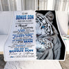 Personalized To My Bonus Son Blanket From Stepmother Stepdad I Close My Eyes White Tiger Stepson Birthday Gifts Graduation Christmas Fleece Throw Blanket | siriusteestore
