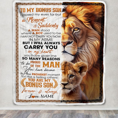 Personalized To My Bonus Son Blanket From Stepmother Stepdad I Closed My Eyes Great Stepson Birthday Gifts Graduation Christmas Customized Fleece Blanket | siriusteestore