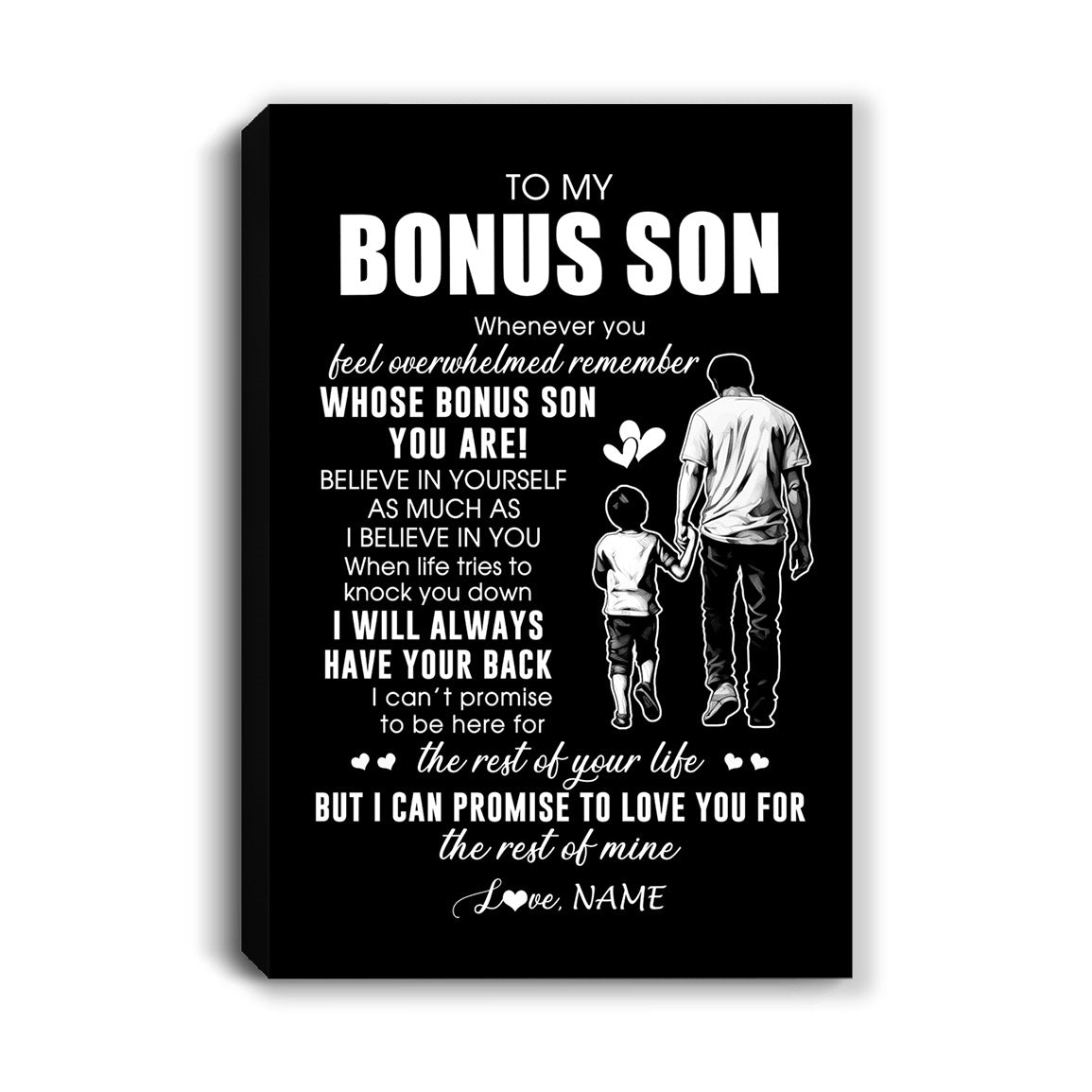Personalized To My Bonus Son Canvas From Stepfather Whenever You Feel Overwhelmed Stepson Birthday Gifts Graduation Christmas Custom Wall Art Print Framed Canvas | siriusteestore