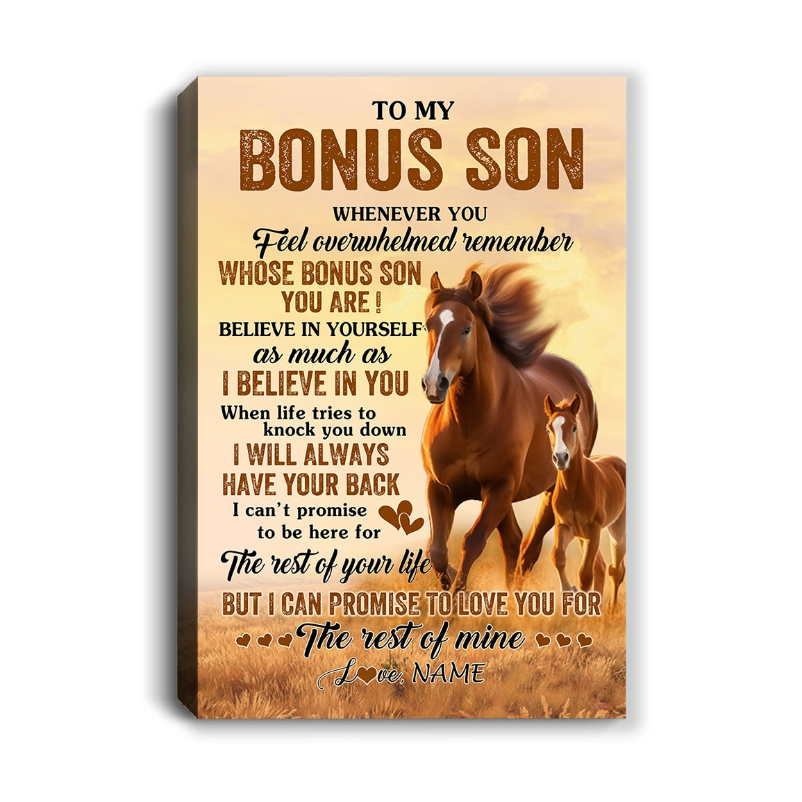 Personalized To My Bonus Son Canvas From Stepmom Stepdad Whenever You Feel Horse Stepson Birthday Gifts Graduation Christmas Custom Wall Art Print Framed Canvas | siriusteestore
