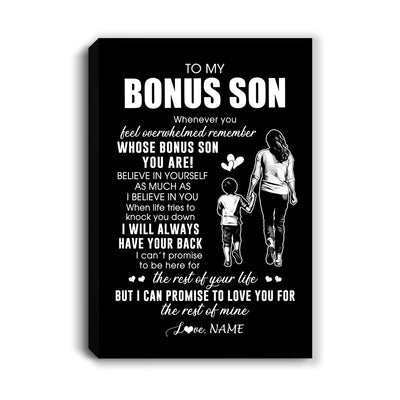 Personalized To My Bonus Son Canvas From Stepmother Whenever You Feel Overwhelmed Stepson Birthday Gifts Graduation Christmas Custom Wall Art Print Framed Canvas | siriusteestore
