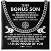 Cuban Link Chain Necklace Stainless Steel | Personalized To My Bonus Son Cuban Necklace From Step Mom I Wish You The Strength Step Son Birthday Graduation Inspirational Customized Gift Box Message Card | siriusteestore