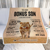 Personalized To My Bonus Son Gifts Blanket From Stepmom Stepdad Always Remember Lion Gifts For Stepson Birthday Graduation Christmas Customized Fleece Blanket | siriusteestore