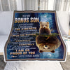 Personalized To My Bonus Son Gifts Blanket From Stepmom Stepdad I Wish You The Strength Bear Stepson Birthday Gifts Christmas Graduation Fleece Blanket | siriusteestore