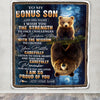 Personalized To My Bonus Son Gifts Blanket From Stepmom Stepdad I Wish You The Strength Bear Stepson Birthday Gifts Christmas Graduation Fleece Blanket | siriusteestore