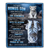 Personalized To My Bonus Son Gifts Blanket From Stepmom Stepdad I Wish You The Strength White Tier Stepson Birthday Gifts Christmas Custom Fleece Blanket | siriusteestore