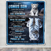 Personalized To My Bonus Son Gifts Blanket From Stepmom Stepdad I Wish You The Strength White Tier Stepson Birthday Gifts Christmas Custom Fleece Blanket | siriusteestore