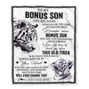 Personalized To My Bonus Son Gifts Blanket From Stepmom Stepdad Whenever White Tiger Unique Birthday Gifts For Stepson Graduation Christmas Fleece Blanket | siriusteestore