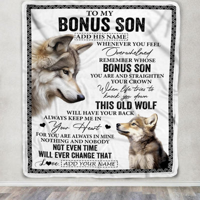 Personalized To My Bonus Son Gifts Blanket From Stepmom Stepdad Whenever Wolf Unique Birthday Gifts For Stepson Graduation Christmas Custom Fleece Blanket | siriusteestore