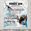 Personalized To My Bonus Son Gifts Blanket From Stepmom Wherever Your Journey In Life Eagle Stepson Birthday Gifts Graduation Customized Fleece Throw Blanket | siriusteestore