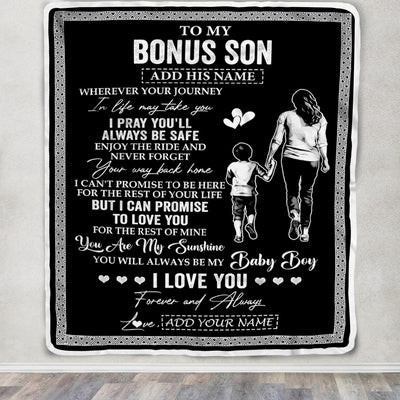Personalized To My Bonus Son Gifts Blanket From Stepmom Wherever Your Journey In Life Stepmother Stepdaughter Birthday Gifts Christmas Custom Fleece Blanket | siriusteestore