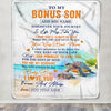 Personalized To My Bonus Son Gifts Blanket From Stepmom Wherever Your Journey In Life Turtle Stepson Birthday Gifts Graduation Customized Fleece Throw Blanket | siriusteestore